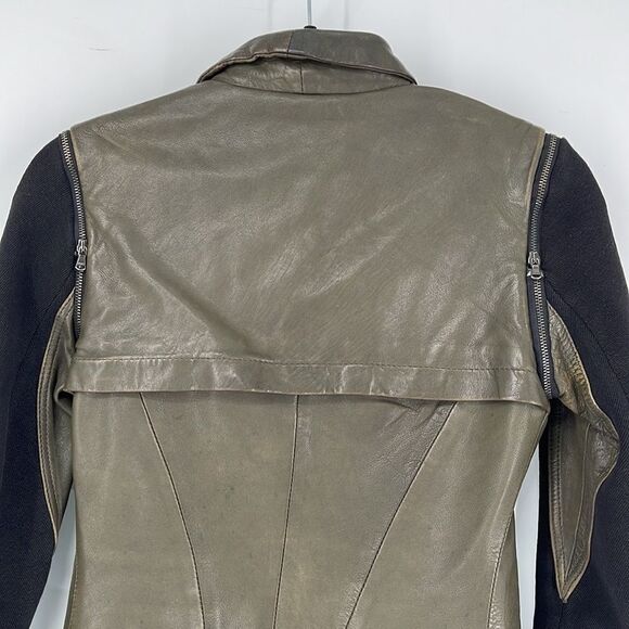 Improvd Knit Sleeve Lambskin Leather Moto Jacket - Picture 8 of 16